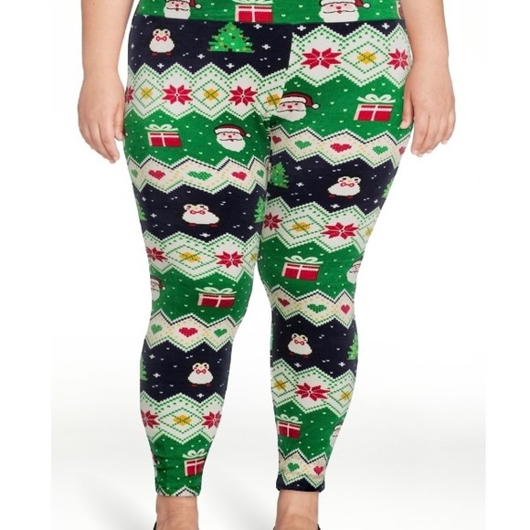 No Boundaries High Waist Plush Velour Christmas Leggings: size: Juniors XXXL(21) - Picture 3 of 7